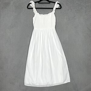 Wilfred Smocked Dress Womens Small White Midi Wilfred Reminisce Summer Aritzia